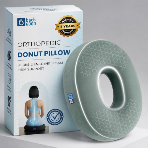 Image of Donut Pillow for Tailbone Pain | 5-Year Warranty | Coccyx Cushion for Hemorrhoids, Piles, Fistula, Sciatica, Pregnancy Pain | Car Seat Cushion for Office Chair | Orthopedic Ring Pillow | Up to 100 Kgs