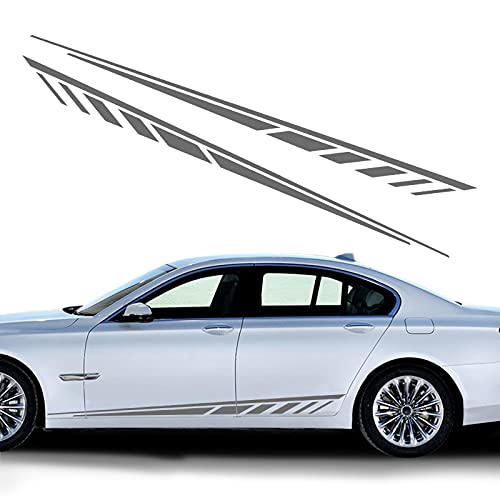 Nuoozy Universal Car Side Skirt Decal Stickers Body Side Sports Racing Stripe Graphic Stickers Nj017 Gray (2Pcs) #TOP10