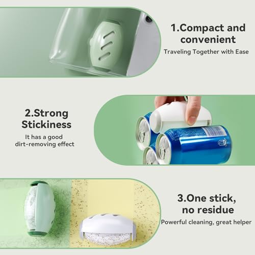 xolear 2 Stück Wiederverwendbare Fusselrolle, Waschbare Klebrige Gel Fusselrolle Ball, Tierhaarentferner Fusselrollen, Kompakt Tragbar Fusselroller für Tierhaare Kleidung Haare Staub (Grün, Weiß)