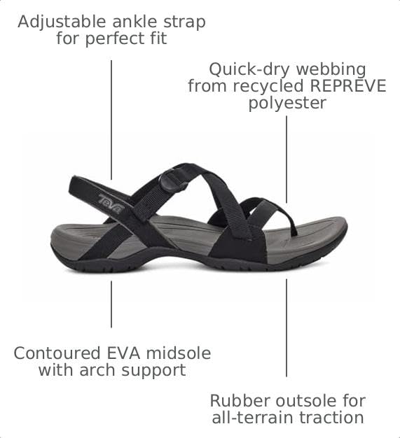Teva Women's Open Toe Sandals Flat, Black, 5 by Teva - Used condition - Image 3