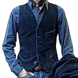 Chaleco clásico de pana con Botones, Chaleco para Hombre, cuello en V, monocolor, Estilo Vintage Británico, Ajustado sin Mangas, para Primavera Otoño Invierno(XL azul)