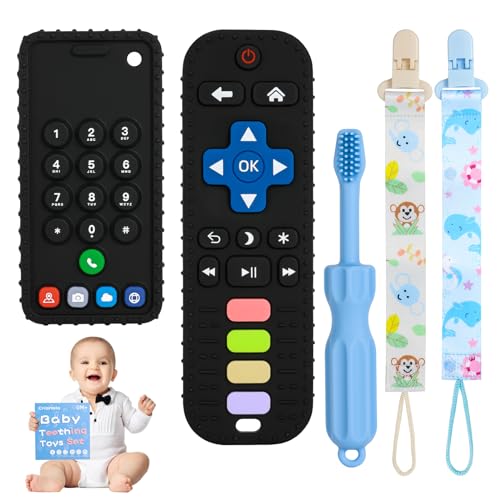Image of ZOEDO Baby Teething Toys, Remote Control Shape Teething Toys, Cell Phone Teether for Babies, Toy Chew for Babies 3-24 Months, BPA Free & Refrigerator Safe