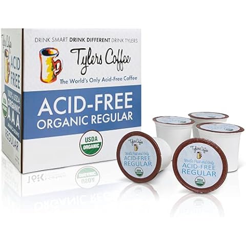 Tyler's Coffee Acid-Free Regular Medium Roast Arabica K-cups Coffee Pods - Natural, Organic Blend for Common GI Issues and Gentle on Digestion Coffee K Cup, Caffeinated Kcup Coffee, 16 Count Kpods Cover