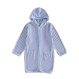 XRTBMN Boys Girls Hooded Terry Coverups One Piece Swimsuits Beach Zip Up Long Sleeve Striped Swim Cover Up...