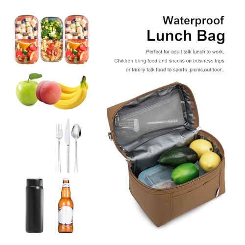 Image of NOL Natural Organic Lifestyle Insulated Lunch Bags for Women Cooler Bag Lightweight Nylon Waterproof Lunch Box For Work (Small, Brown)