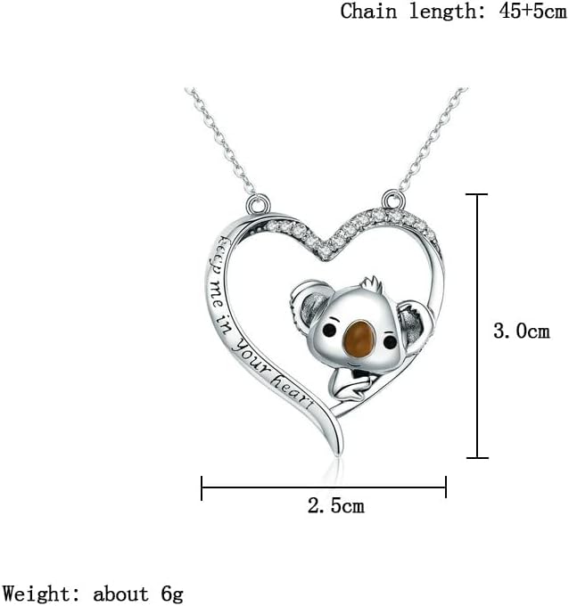 Yocoyee Cute Koala Animal Necklace Love Heart shape Keep me in Your Heat I Love You Necklace for Women Friendship Gift - Image 6