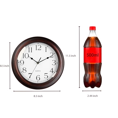 Image of KECYET Wall Clocks Battery Operated Silent Non-Ticking Wall Clock 8.5 Inch Small Vintage Retro Rustic Style Decorative for Kitchen Living Room Home Office (Bronze)