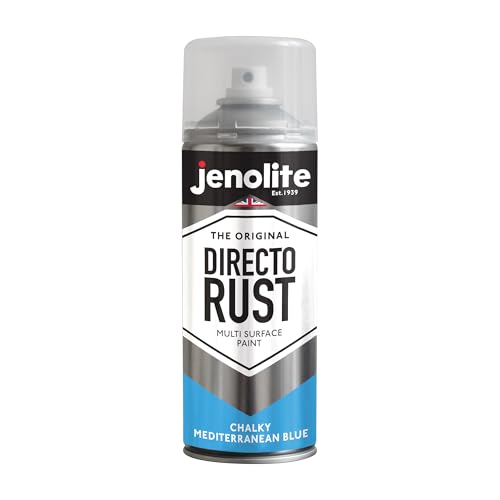 JENOLITE Directorust Chalky Spray Paint | MEDITERRANEAN BLUE | 400ml | Multi-Surface Chalky Finish Spray Paint | Ideal For Furniture, Ornaments, Picture Frames | Interior & Exterior Use