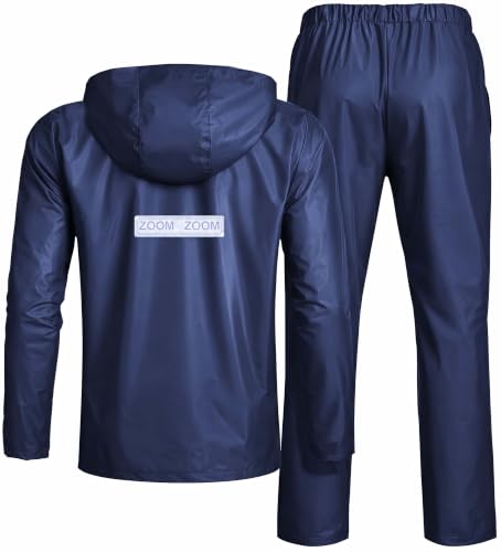Image of Mens Raincoat Suit with Pant Set Eluxia Series | Waterproof Lightweight Breathable Rain Wear | Elastic Cuff & Waterproof Zipper Raincoat for men waterproof