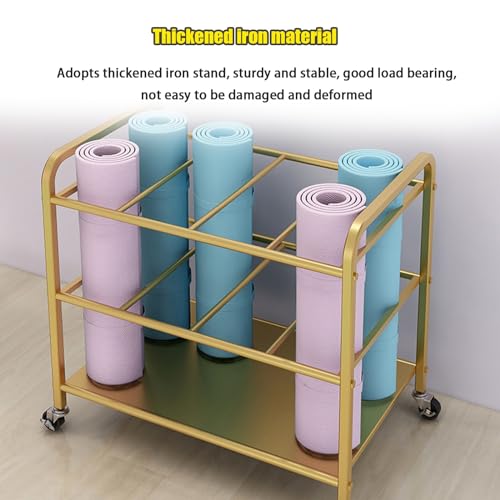 Support de tapis de yoga à roulettes et organisateur de rouleau de massage compact pour gym - 4