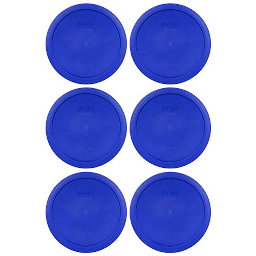 Pyrex 7402-PC 6 and 7-Cup Cadet Blue Food Lids (6-Pack) - Made in USA