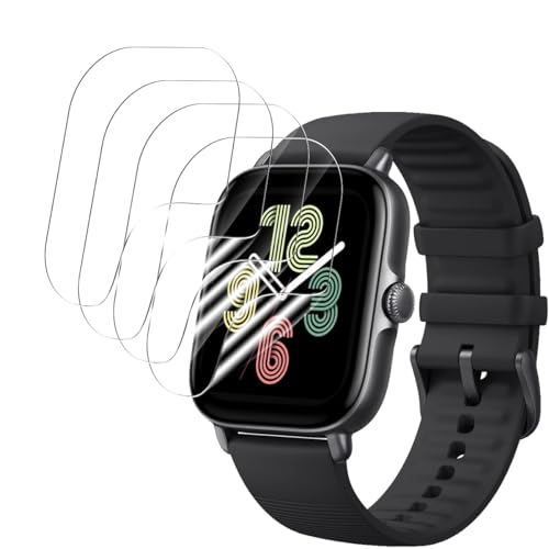 Jewloofa Protector de Pantalla Compatible con Amazfit GTS 3 42mm [4 Piezas], Anti-Arañazo, HD Soft TPU Protector de Pantalla antiarañazos para Amazfit GTS 3 42mm