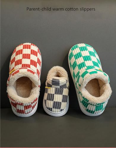 Zureto Checkered Slippers, Memory Foam Plaid Plaid Slippers, Indoor Outdoor shoes, Parent-Child Warm Slippers3