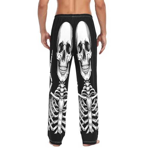 Qilmy Graffiti Skull Men's Cotton Pajama Pants, Lightweight Lounge Sleepwear with Drawstring and Pocket3