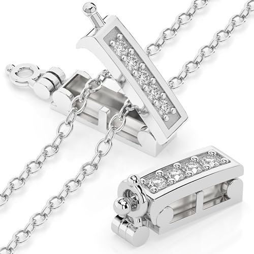 Infinity Clips Necklace Shortener 2 Pc Set for Thin Chains Silver Plated Brass Necklace Shortener Clasp with Cubic Zirconia Accents