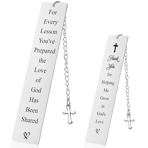 Sunday School Teacher Gifts Bookmark - Christian Bible Verse Appreciation Bookmarks, Religious Inspirational Birthday Thank You Present for Godparent and Church Teachers (Wide)