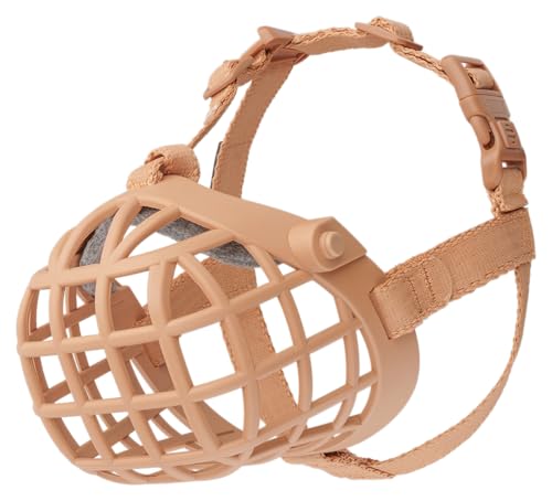 Baskerville Wide Fit Muzzle - For large broad nosed dogs, Boxer, Rottweilers, Breathable, Dog can Pant and Drink, Prevents Biting, Dog Training Muzzle for Medium and Large Dogs (Size 1) by Baskerville - Used condition - CA$19.76