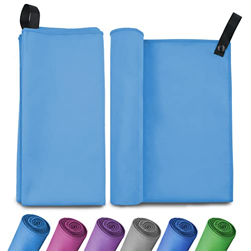 Invool Microfiber Towel, Quick Dry Lightweight Towel in 6 Colours, Super Absorbent and Fast Drying Camping Towel for Travel, Sports, Camping, Gym, Beach, Vacation (M-50cm x 100cm, Blue)