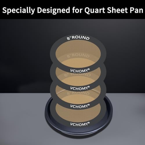 Silicone Baking Mats, Set of 4, Round dia 8 Inch, Non Stick, BPA Free, Baking Sheet Pan Liner for Cake,Pizza,Cookies,Macaron,Bread,Pastry,Toaster (Gray, Round-dia 8 inch) - Thumbnail 2