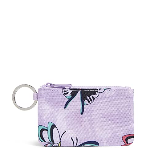 Vera Bradley Women's Recycled Lighten Up Reactive Zip ID Case Wallet, Lavender Butterflies, One Size