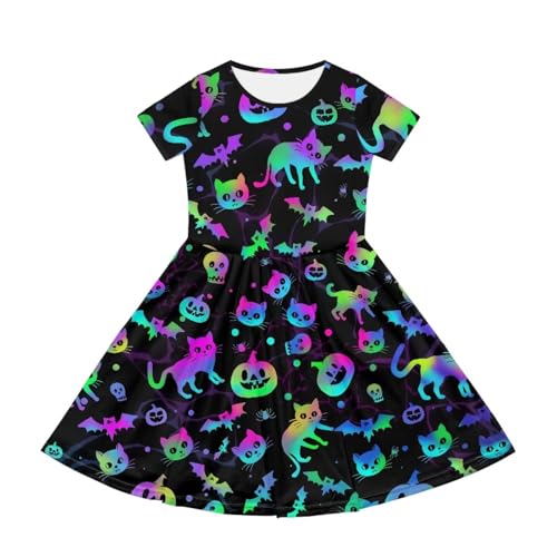 Image of Short Sleeve Dress for Girls with Pockets Cute Toddler Girl Clothes Summer 2-12