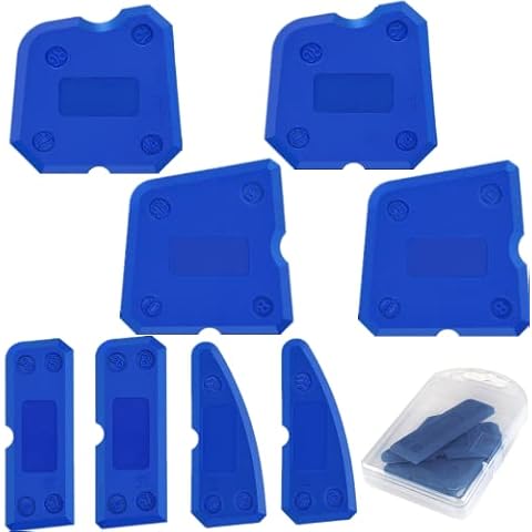 8 Pieces Portable Sealant Finishing Tool with Box Silicone Caulking Tool Sealant Silicone Finishing Tools Caulking Tools for Silicone Sealant Grout Finishing Sealing (Blue) Cover