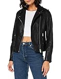  MISS SELFRIDGE Damen Black Pu Biker Jacket Kunstlederjacke, Schwarz, 10