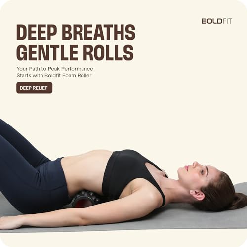 Image of Boldfit Foam Roller for Back Pain, Deep Tissue Massage and Body Pain High Density Foam Roller for Exercise Gym, Home Back Roller for Muscle Recovery Massage Roller for Stretching, Yoga -Spike, 33Cms