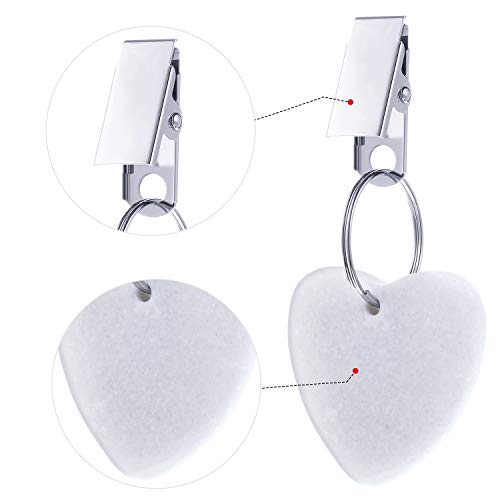 Eeoyu 8 Pieces Tablecloth Weights Hangers Heart Shape Stone Table Cloth Weights with Stainless Steel Clips White Heart Stone Tablecloth Weights Clips - Thumbnail 3