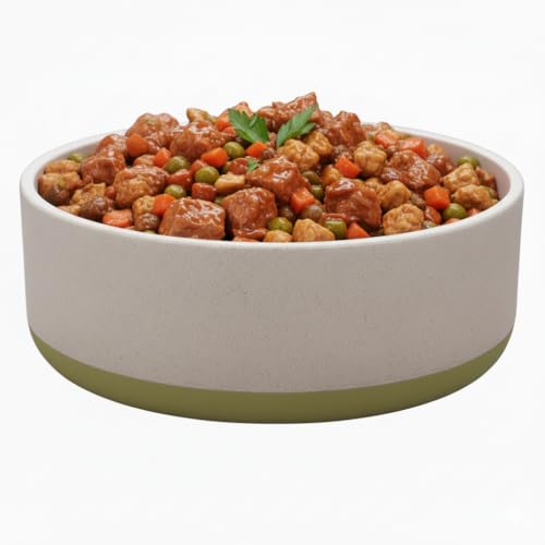 Fuzzl Titan Bamboo & Rubber Base Bowl 18cm with Ultra Grip Green Base Grey Eco-Friendly, Antibacterial, Durable, Non-Toxic Dog Bowls Dog Water Bowl