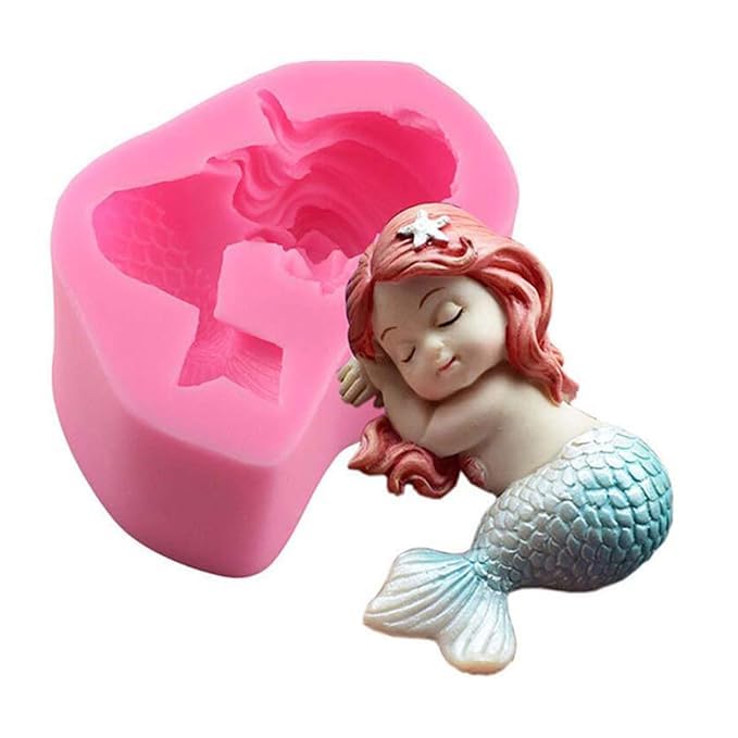 Silicone Mermaid Fondant Mold Cute 3D Sleeping Baby Girl Mould Cake Topper DIY Decoration Baking Tool for Sugarcraft, Chocolate, Candle, Soap Making and Crafting-image-48
