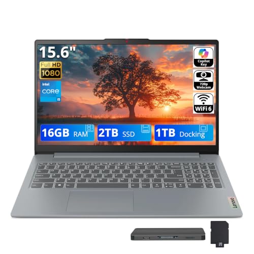 Image of Lenovo IdeaPad Slim 3i 15.6 inch FHD Laptop, Intel Core i5-1335U, 16GB LPDDR5, 3TB Storage(2TB SSD+1TB Docking Station), Intel UHD Graphics, Numeric Keypad, 720p HD Camera, Wi-Fi 6, Win 11, Grey