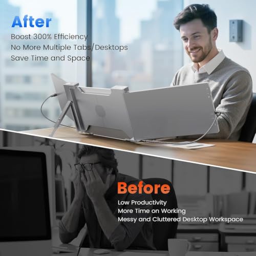 Image of 15.6'' 1080P FHD Laptop Screen Extender, Portable Monitor for 15 inch-17 inch Laptop with USB-C /HDMI Port, Plug-Play Monitor Extender for Triple Display for Mac /Windows Remote Work & Multitasking