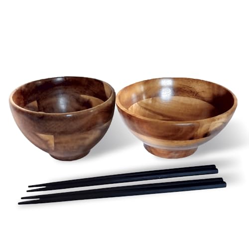 お椀 木製 WD1-1 WD2-1 各1個 - 2個 [箸付セット も選べる] 竹染箸 2-4膳 食器 自然素材 植物由来オイル使用 オーガニック 化学薬品不使用 宮城県 宮城 石巻市 石巻 (木製お椀1セット(箸2膳付))