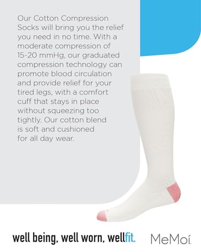 Image of MeMoi Wellfit Unisex Multi Striped Cotton Blend 15-20mmHg Graduated Compression Socks
