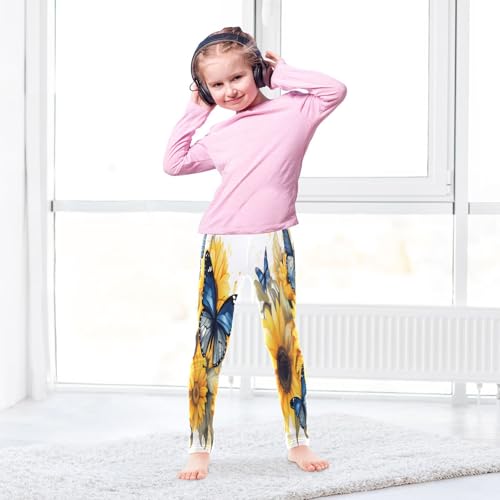 Toddler Girls Leggings Printed Yoga Pants Leggings Sunflower Blue Butterfly for Kids4
