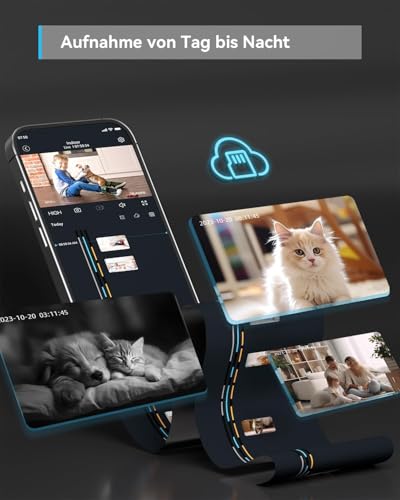 blurams 2K WLAN Kamera Überwachung innen,360° Überwachungskamera innen, Baby Monitor & Haustierüberwachung, Nachtvision, Zweiweg-Audio, Menschenerkennung, 2.4G/5G Wi-Fi 6, Kompatibel Mit Alexa