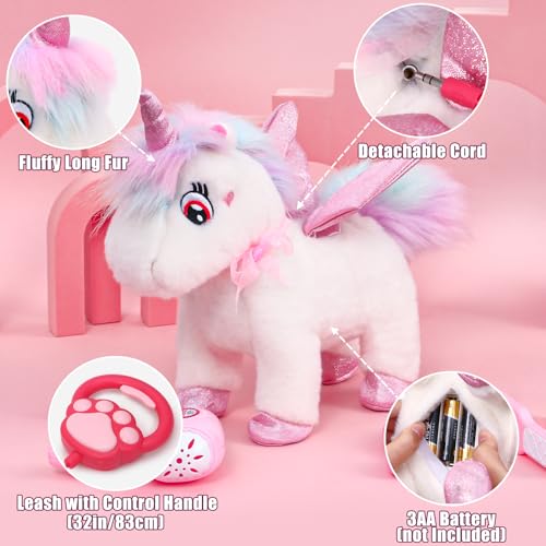 G.C Unicorns Gifts for Girls Toys 3 4 5 6 Year Old, Walking Talking Electronic Interactive Remote Control Plush Unicorn & Costume, Pretend Play Pet Care Toy Birthday Gift for Toddler Kid Girl Age 3+
