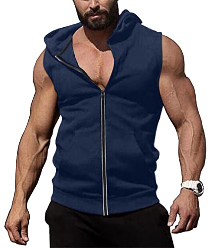 Amazon.com: COOFANDY Men Hooded Tank Top Full Zip Sleeveless