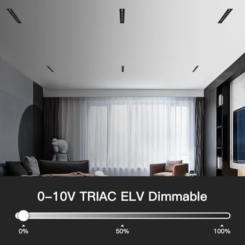 Image of 15W LED Linear Recessed Lighting,4000K 900LM Downlight with Beam Angle Adjustable, Indoor Spotlight with TRIAC /ELV /0-10V Dimable ETL Driver in Junction Box (Ra95 /36 /Black with Trim)