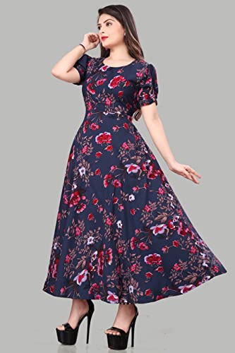 Image of FLARED ALINE MAXI DRESS WITH FLORAL PRINT FOR WOMEN