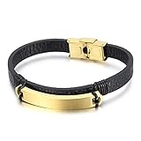 Aotiwe Armkette Herren Dünn, Goldenes Armband Einfaches Mode Armband Leder 21cm Ich Liebe Dich Geschenke für Männer