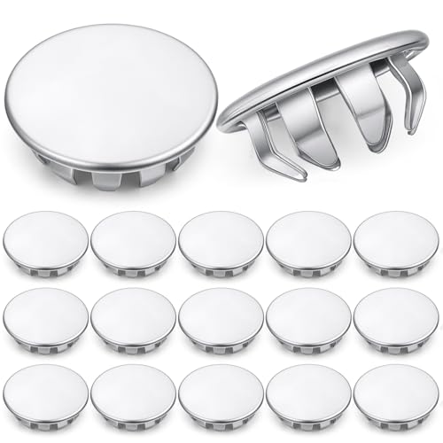 Image of Hicarer 15 Pack Fit 1 /2 inch(12.7mm) Hole Metal Hole Plugs | Snap-in Hole Cover Caps, Nickel-plated Steel No Welding, for Electrical Boxes, Sinks Furniture Automotive, Rust-resistant