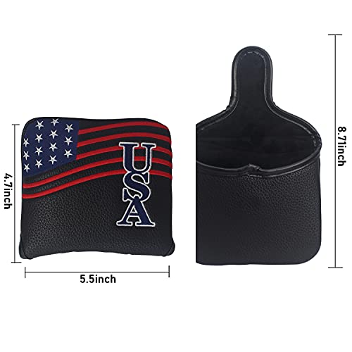 Putter Head Cover，Premium Leather Golf Mallet Putter Head Cover Protector Magnetic Closure,Golf Club Covers For Dad,Golf Accessories For Men Gifts, (Classic Black, Premium Leather Putter Cover) #TOP2