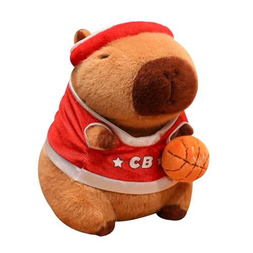 Generisch Capybara - Peluche de 23 cm con uniforme de baloncesto, suave y dulce caricatura coleccionable, peluches para niños, para niñas, habitación infantil, hogar, escuela, oficinas, cafés, sofás
