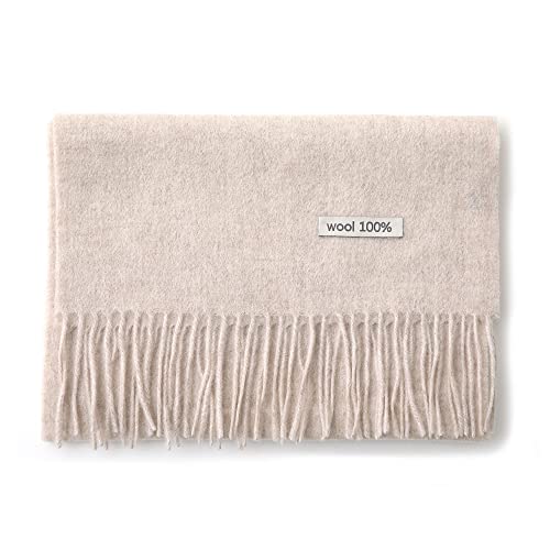Linişte 100% Pure Wool Scarf - Men And Women Winter Warm Soft Luxurious Solid Colors Gift Box Cream thumb #2