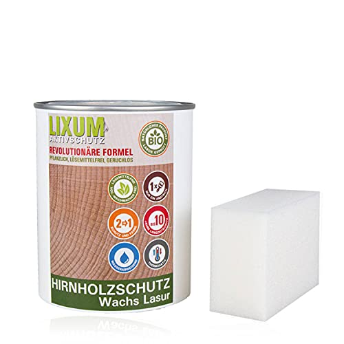 LIXUM PRO Biologische Hirnholz Wachs Lasur, Farbe:Bordeaux 0.40, Inhalt:250 ml (ca.1m²), inkl. Zubehör:Schwamm