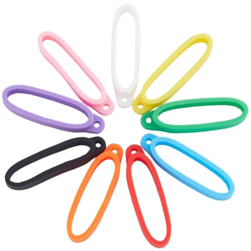 GORGECRAFT 18Pcs 9 Colors Anti-lost Silicone Rubber Ring 36mm Diameter Multipurpose Necklace Lanyard Rings Band Holder Cases Replacement Pendant Carrying Kit for Pens Key-Ring Office Sports