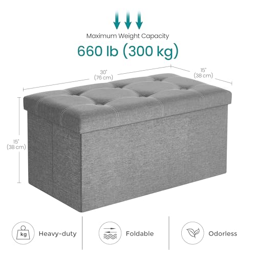 Image of SONGMICS Ottoman Storage Bench, 21 Gal. Folding Chest, Holds 660 lb