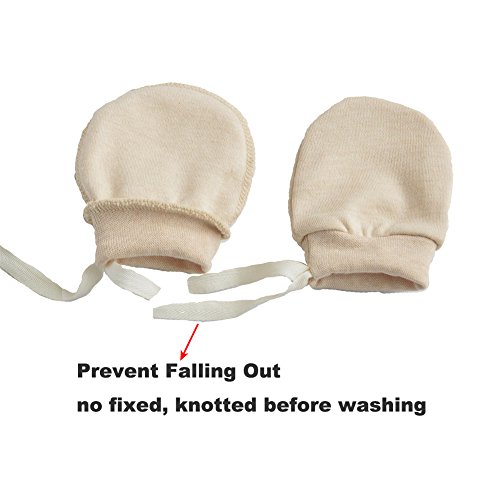 Newborn Mittens No Scratch Baby Mittens Cotton Mitts Gloves with Anti Falling Strap for Infant 0-6 Month (multicolor)